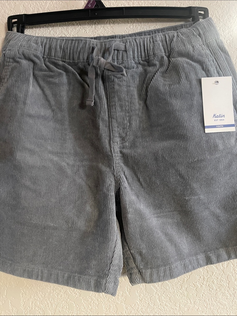 Katin Youth Gray Corduroy Drawstring Flat Front Shorts